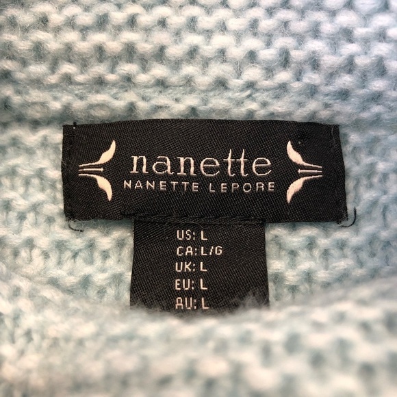 Nanette Lepore turtleneck sweater blue nylon wool yak blend drop shoulder Medium - Picture 9 of 10